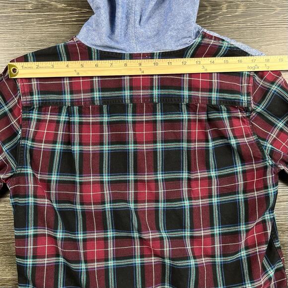 Men’s Shacket Medium Modern Amusement Button Up Flannel Plaid Denim Lumberjack - Picture 9 of 12